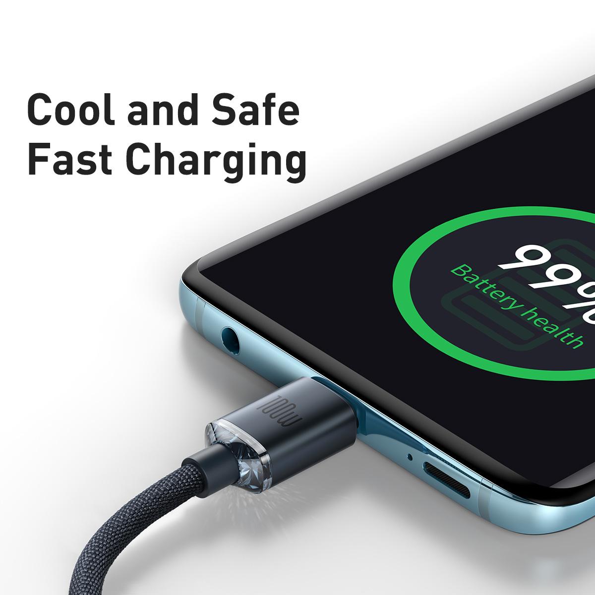 Baseus Crystal Shine Series Fast Charging Cable Type-C to Type-C 100W Cable, Length:2m(Black)