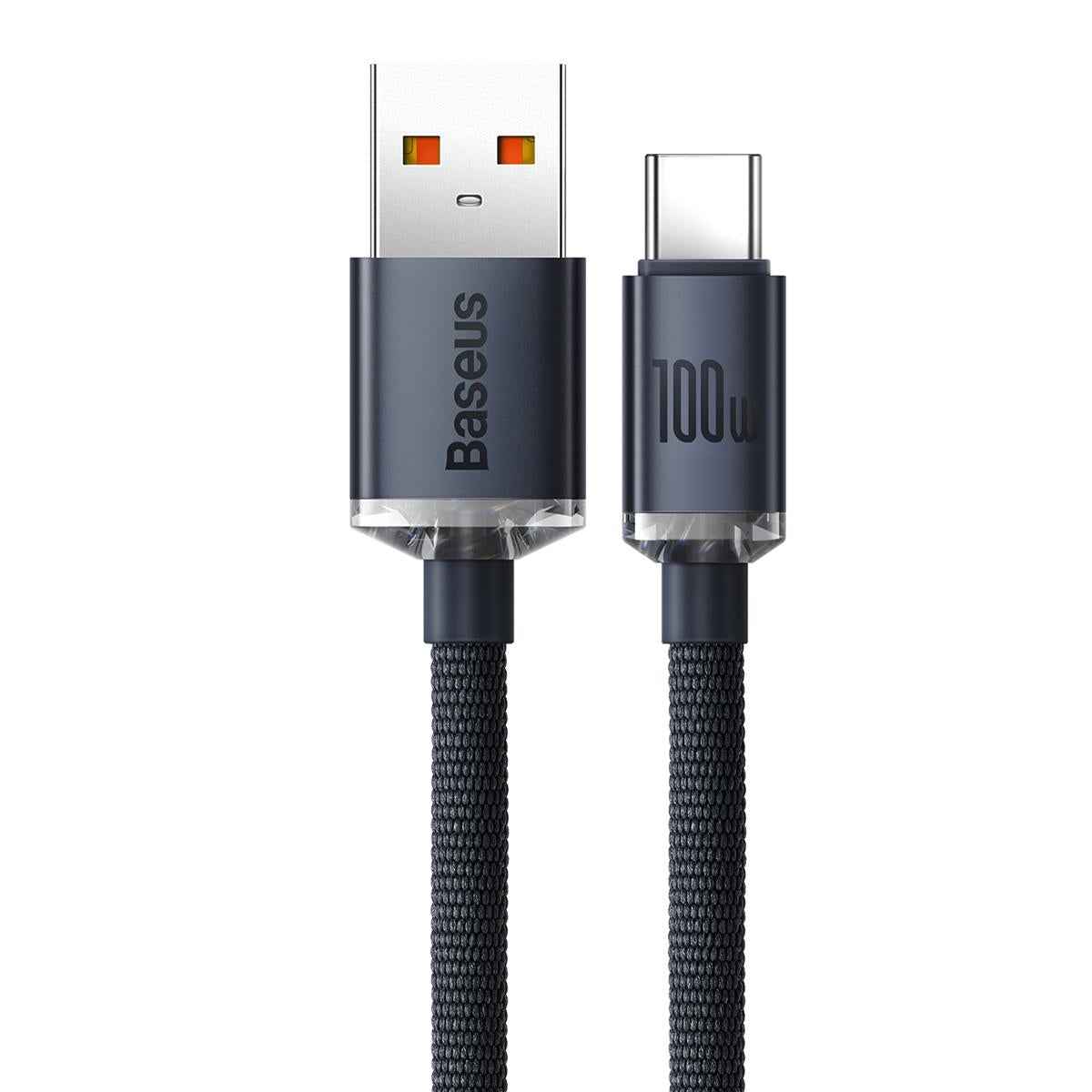 Uniqbuy For Baseus Crystal Shine Series Fast Charging Cable USB to Type-C 100W Cable, Length:1.2m(Black)