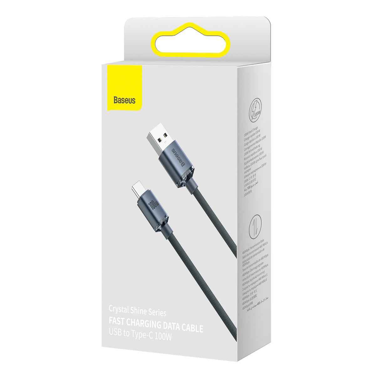 Uniqbuy For Baseus Crystal Shine Series Fast Charging Cable USB to Type-C 100W Cable, Length:1.2m(Black)