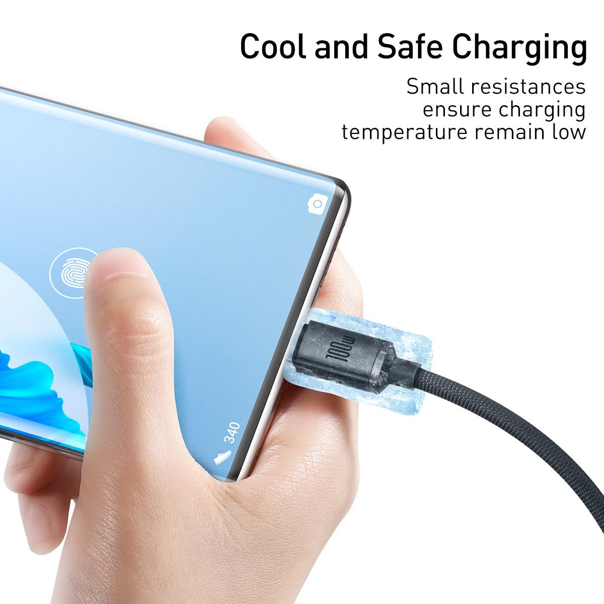 Baseus Crystal Shine Series Fast Charging Cable USB to Type-C 100W Cable, Length:1.2m(Black)