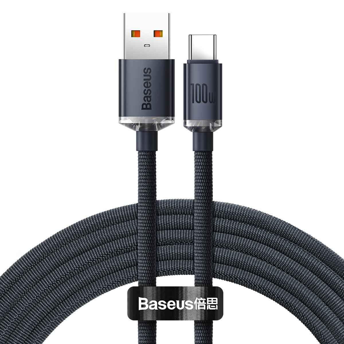 Uniqbuy For Baseus Crystal Shine Series Fast Charging Cable USB to Type-C 100W Cable, Length:2m(Black)