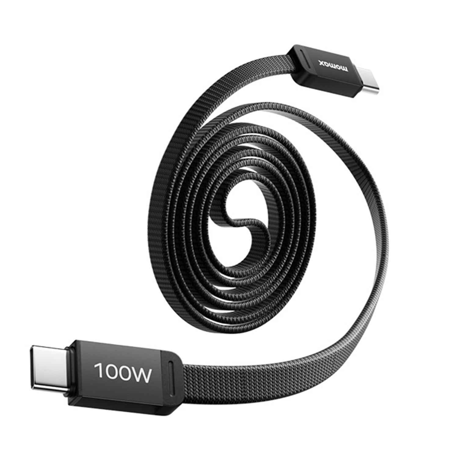Uniqbuy For MOMAX 100W Type-C to Type-C Magnetic Retractable Fast Charging Braided Cable, Length:1m(Black)