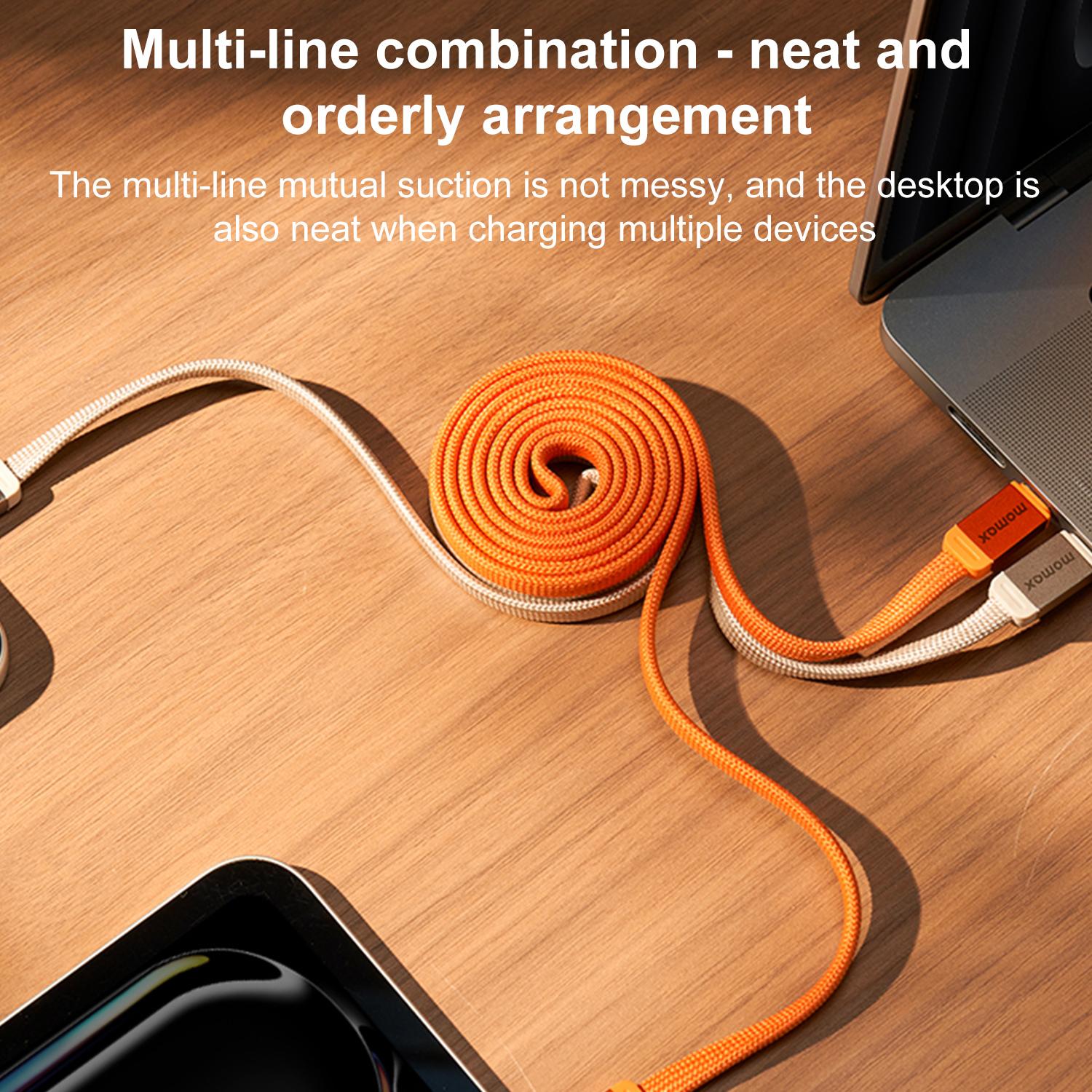 MOMAX 100W Type-C to Type-C Magnetic Retractable Fast Charging Braided Cable, Length:1m(Black)