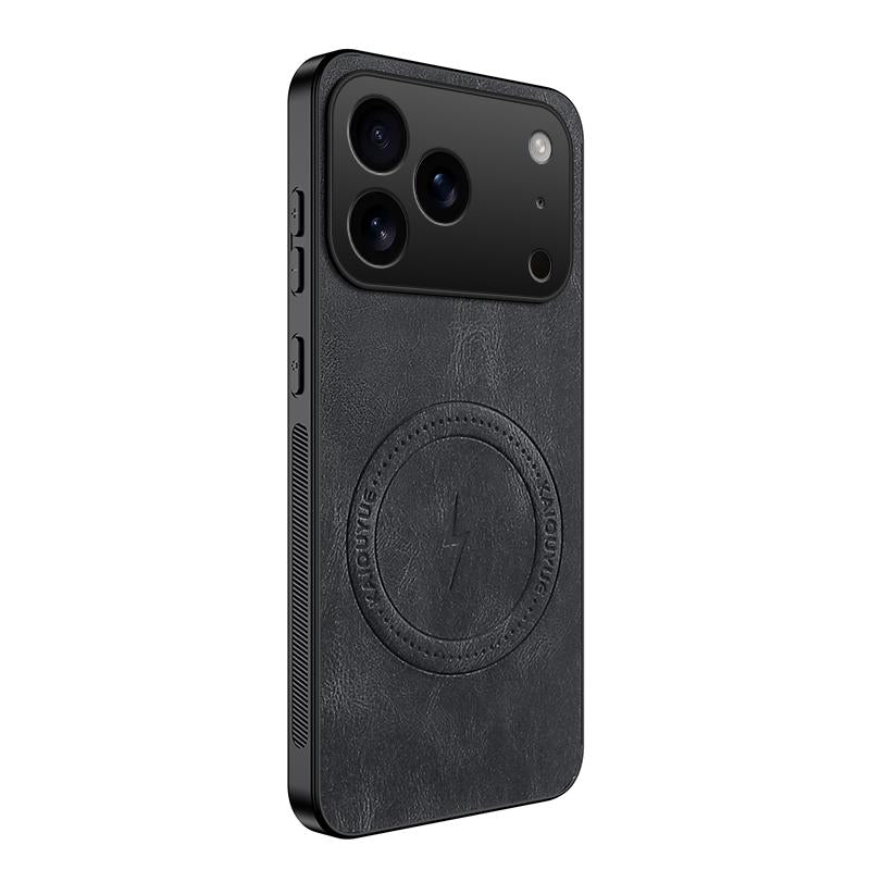 Compatible with iPhone 18 Pro WANLONFENG SD Series Nappa Texture Magnetic Phone Case - Black