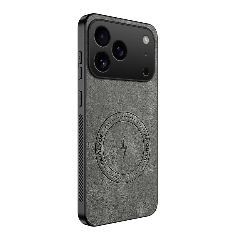 Compatible with iPhone 18 Pro WANLONFENG SD Series Nappa Texture Magnetic Phone Case - Grey