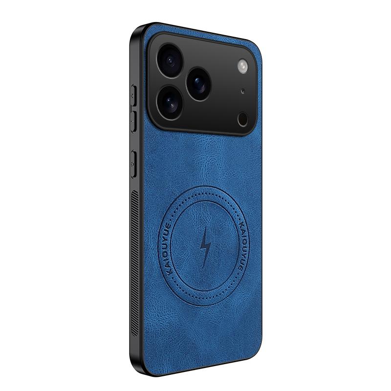 Compatible with iPhone 18 Pro WANLONFENG SD Series Nappa Texture Magnetic Phone Case - Blue