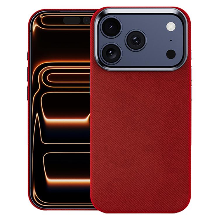 Compatible with iPhone 18 Pro & 17 Pro Flannel Textured Magnetic Full Coverage Phone Case - Red