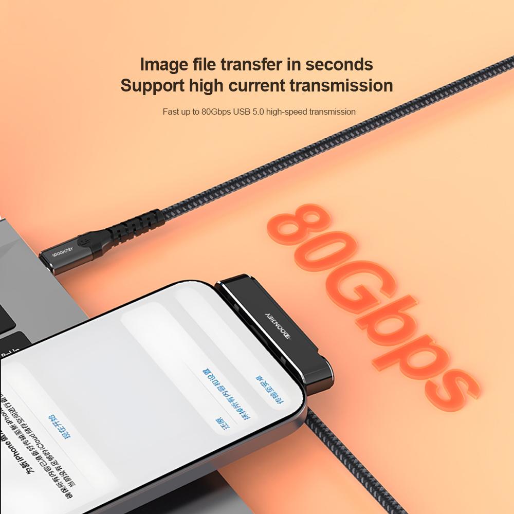  16K 80Gbps USB5 Type-C Full Function Holder Adapter(Black)