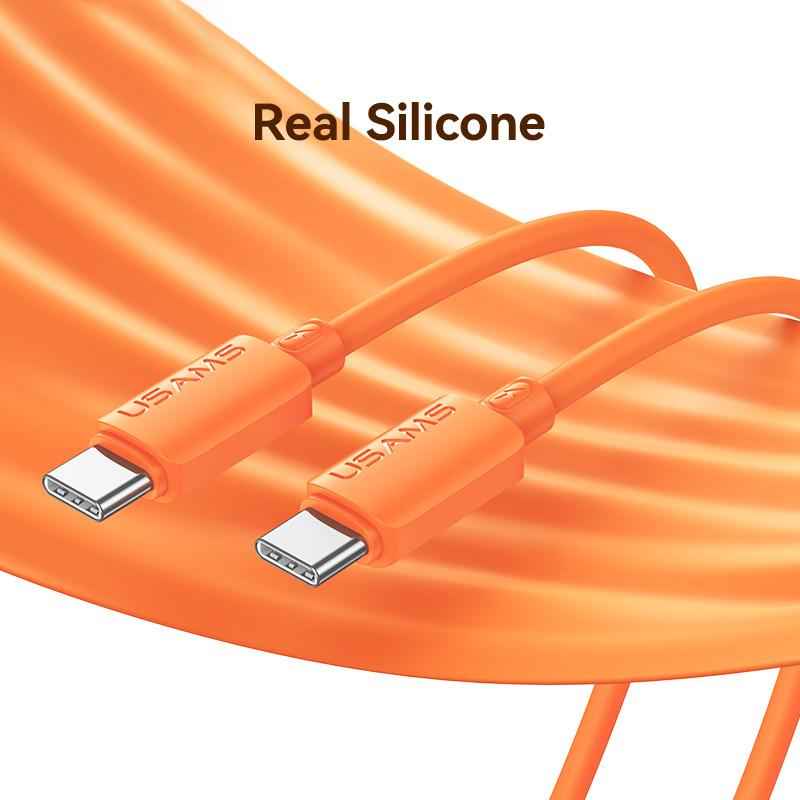 Uniqbuy For USAMS SJ787 U98 60W Type-C to Type-C Silicone Fast Charging Data Cable, Length: 1m(Black)