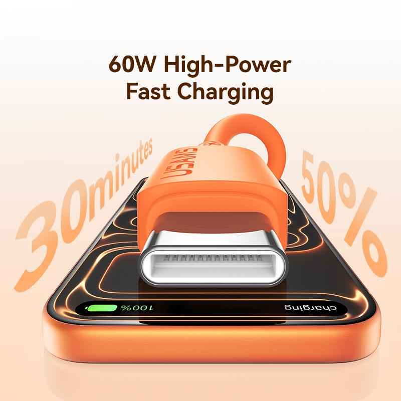 Uniqbuy For USAMS SJ787 U98 60W Type-C to Type-C Silicone Fast Charging Data Cable, Length: 1m(Black)