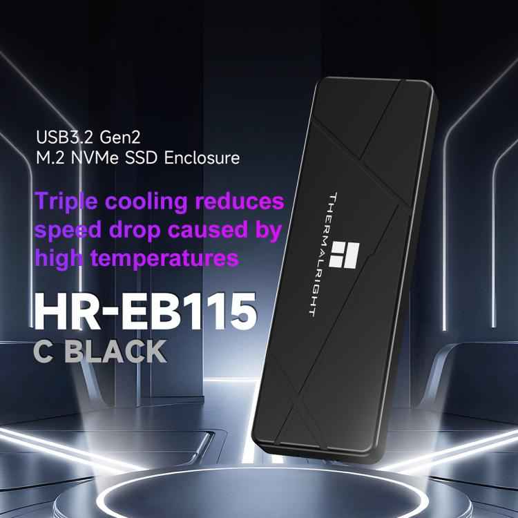 THERMALRIGHT HR-EB115 M.2 NVMe SSD Enclosure with Type-C to Type-C Cable(Black)