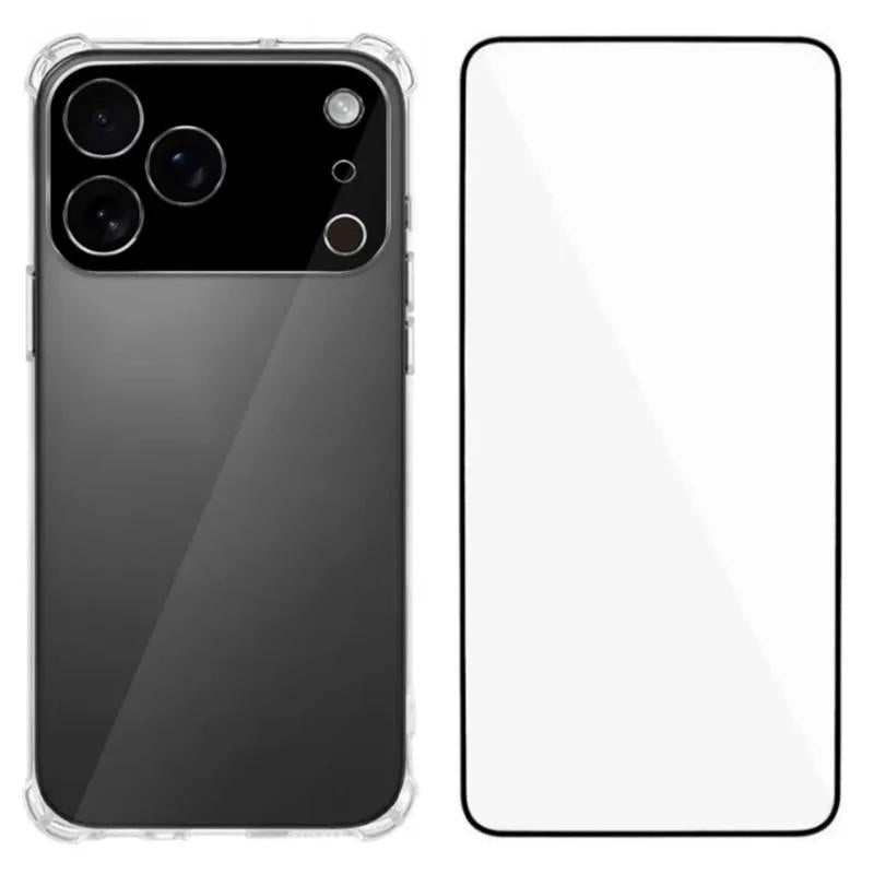 Compatible with iPhone 18 Pro & 17 Pro Airbag Corners Transparent TPU Phone Case with Screen Film - Transparent