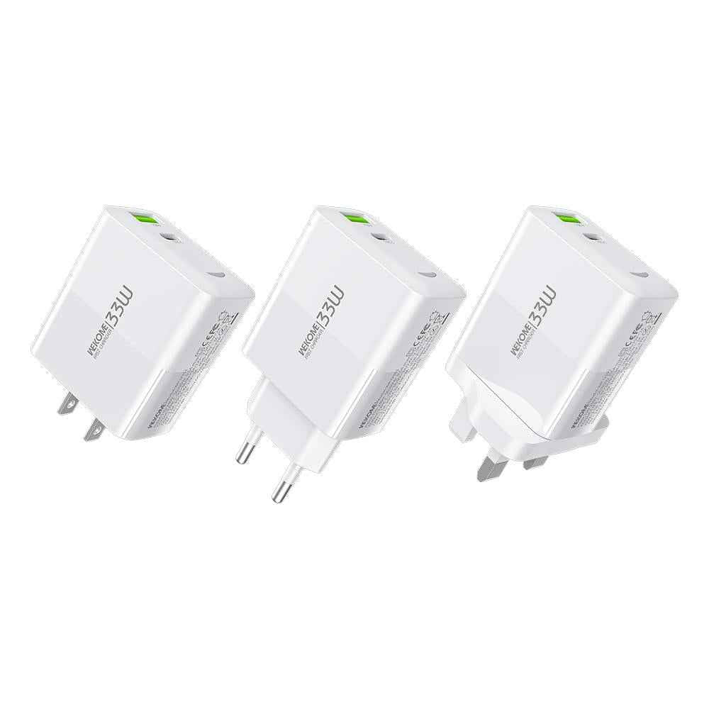 Uniqbuy For WK WP-U101 Raython Series 33W USB and Type-C Fast Charger, EU Plug(White)