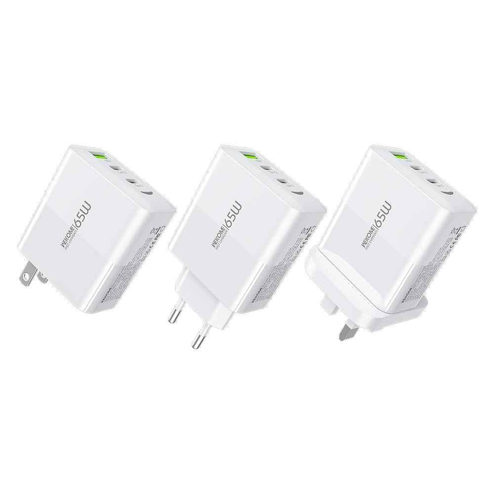 Uniqbuy For WK WP-U102 Raython Series 65W USB and Type-Cx2 Fast Charger, EU Plug(White)
