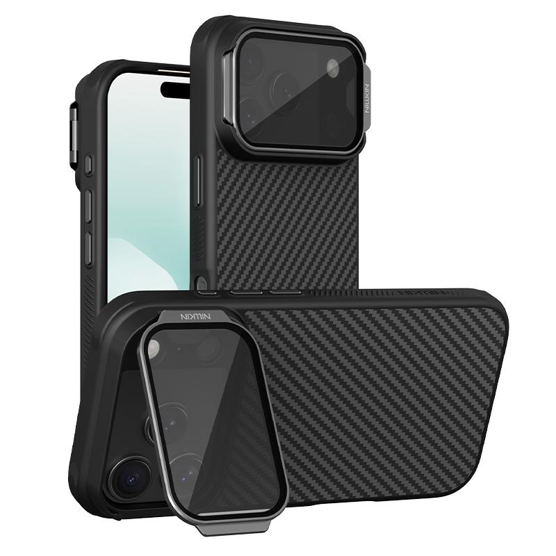 Compatible with iPhone 18 Pro & 17 Pro NILLKIN CarboProp Translucent Black CamShield Magnetic Phone Case - Black