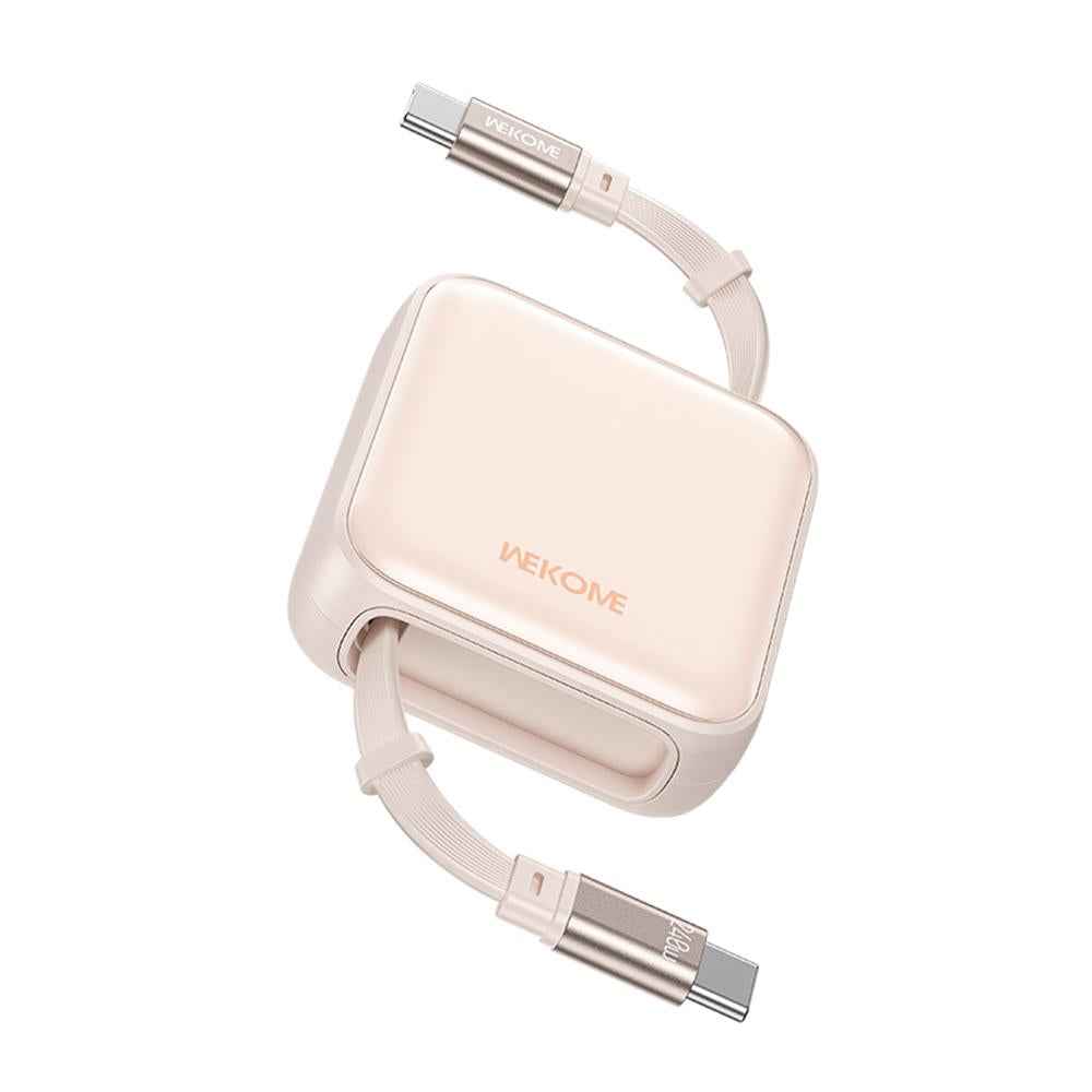 Uniqbuy For WK WDC-C22 240W Type-C to Type-C Ultra-Compact Retractable Fast Charging Data Cable, Length:1m(Beige)