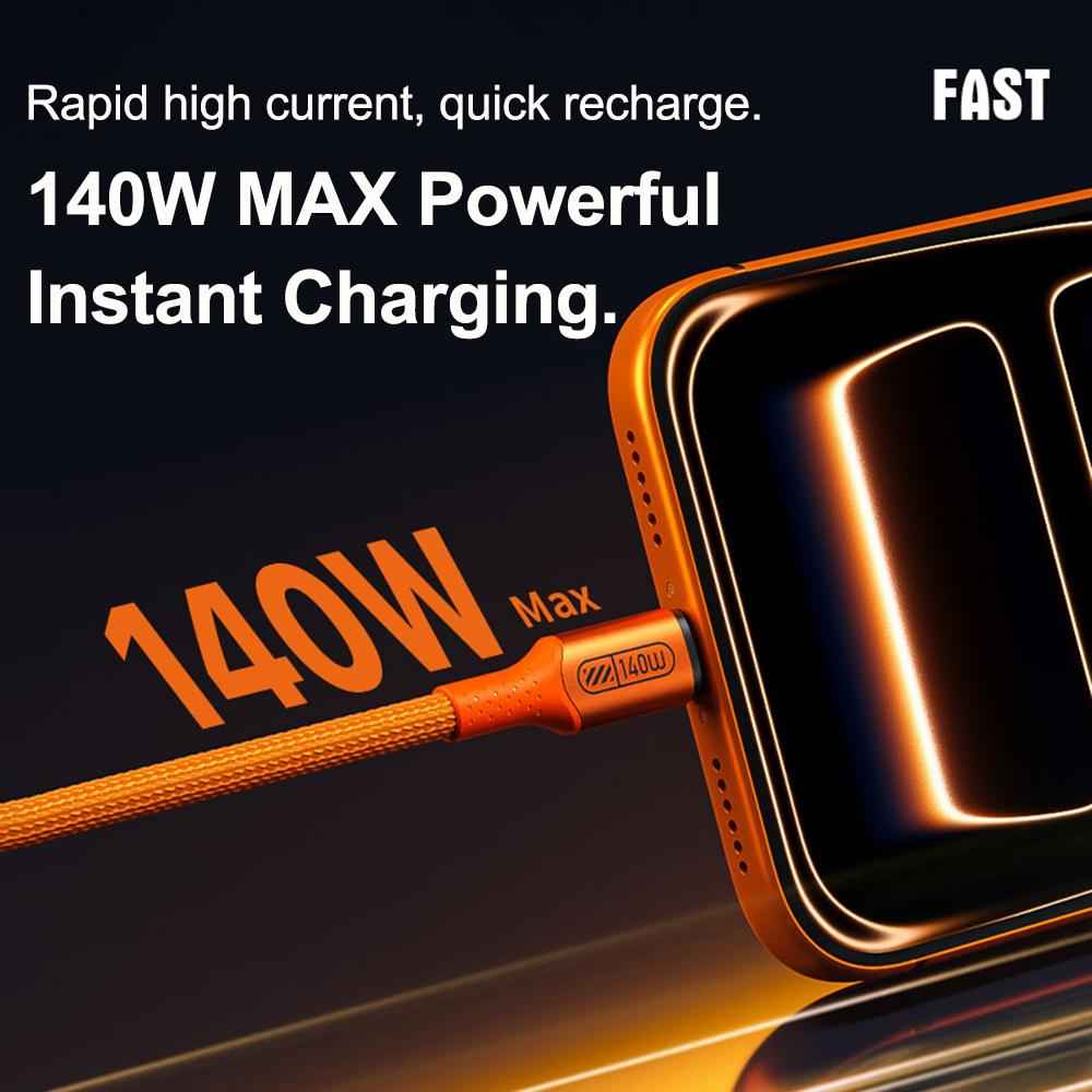 Uniqbuy For WK WDC-C23 Ladon Type-C to Type-C 140W All-Protocol Super Fast Charging Cable, Length:1.2m(Grey)