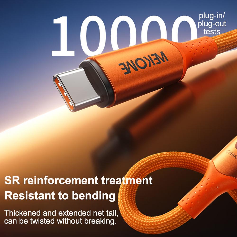 WK WDC-C23 Ladon Type-C to Type-C 140W All-Protocol Super Fast Charging Cable, Length:1.2m(Orange)