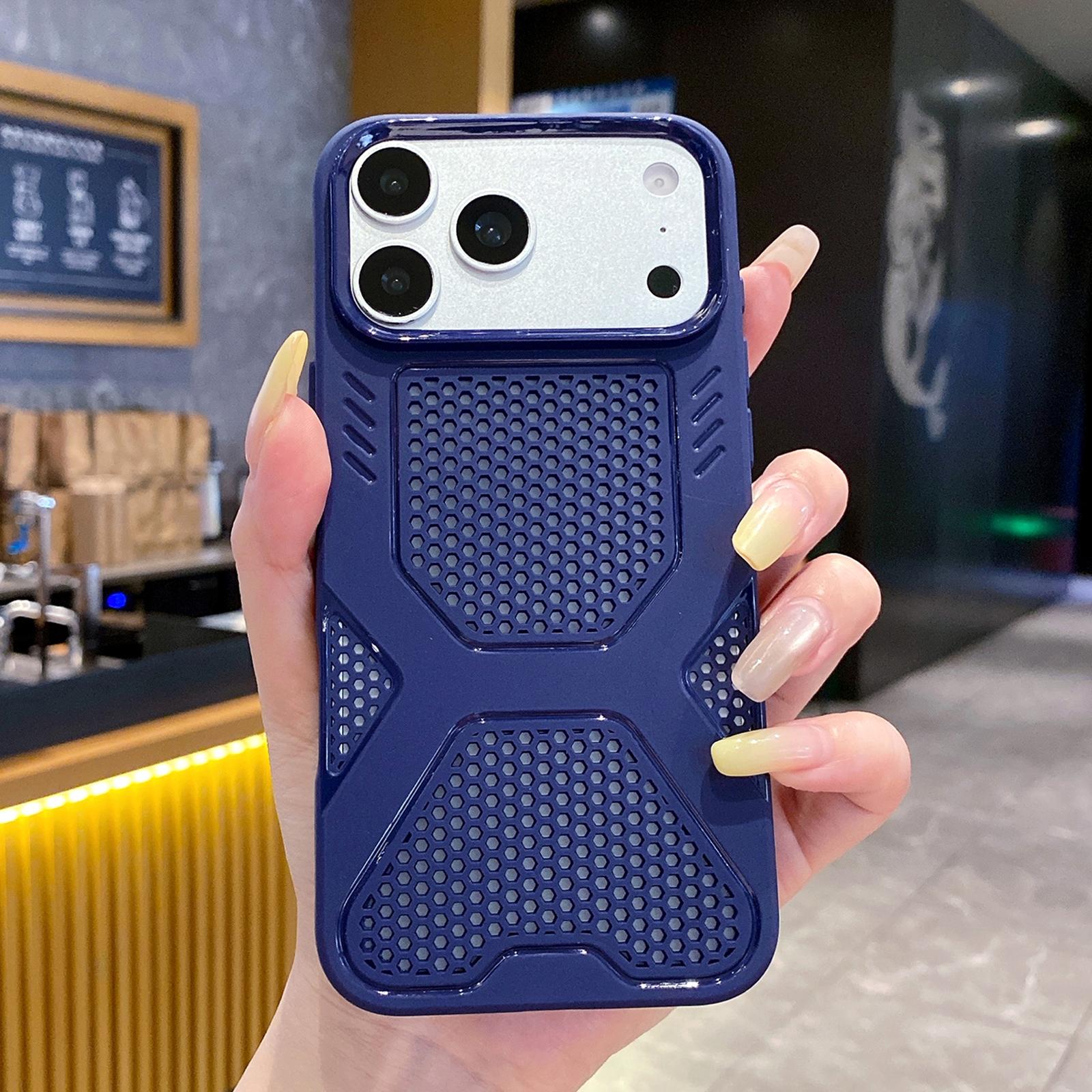 Compatible with iPhone 18 Pro & 17 Pro X Armor Heat Dissipation TPU Phone Case - Dark Blue