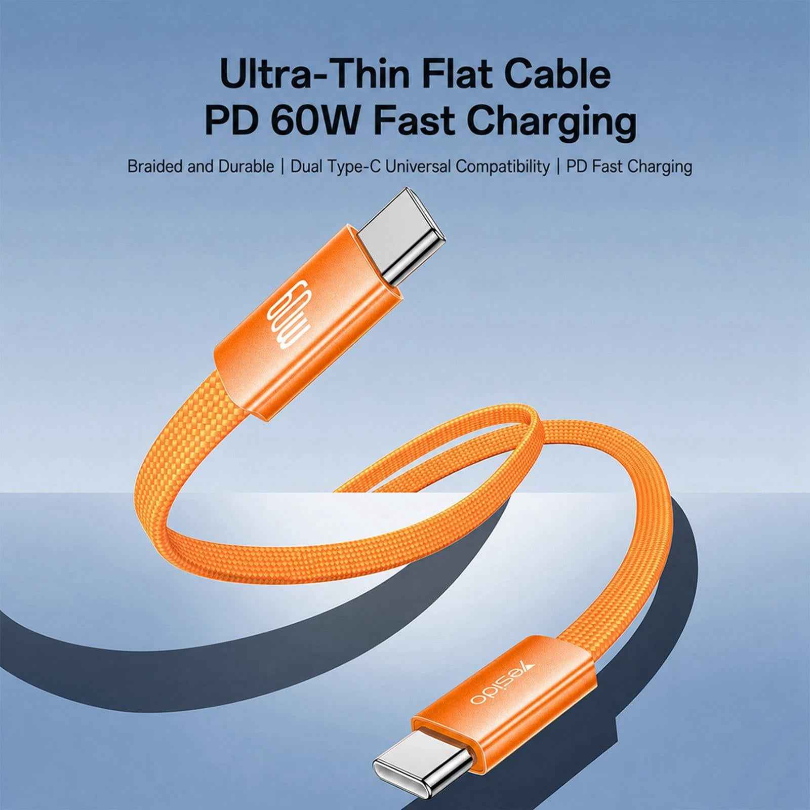 Uniqbuy For Yesido CA206 60W Type-C to Type-C Super Fast Charging Braided Data Cable, Length: 1.2m(Black)