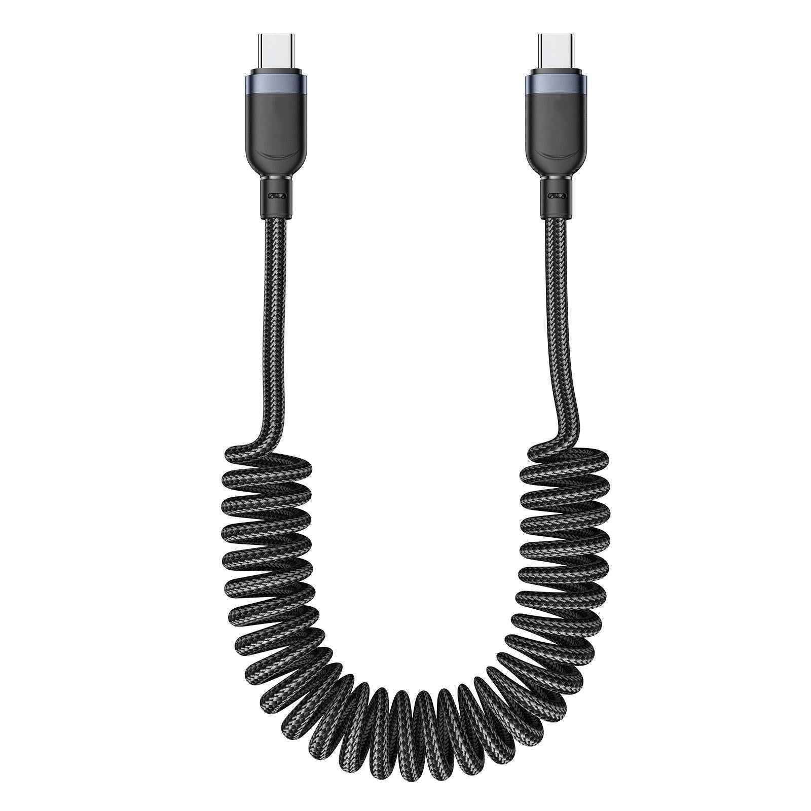 Uniqbuy For Yesido CA205 USB-C / Type-C to USB-C / Type-C Spring Charging Data Cable With Black cable tie, Length: 1.5m(Black)