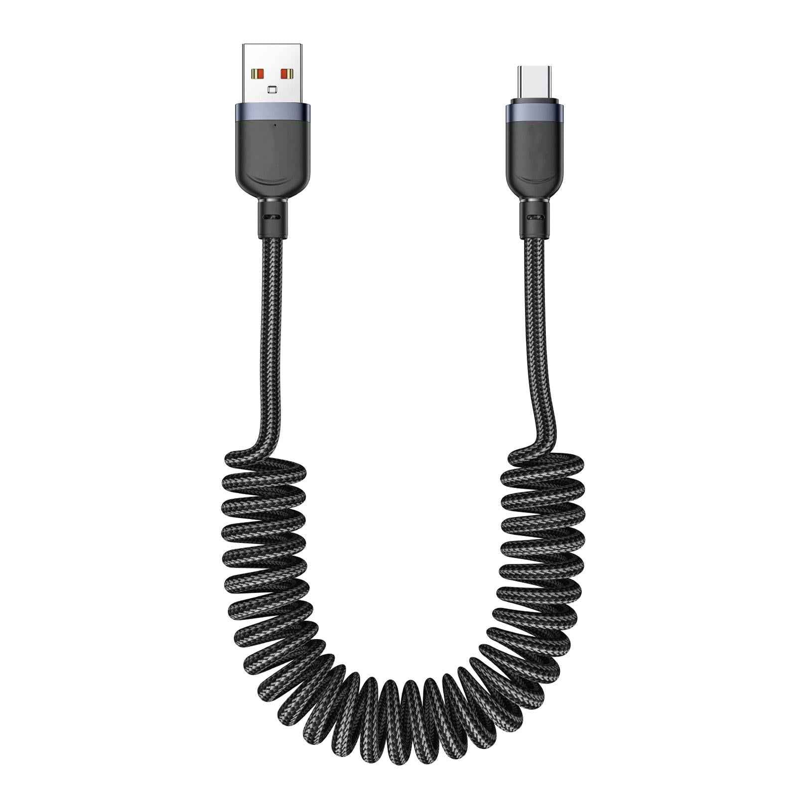 Uniqbuy For Yesido CA205C USB to Type-C Spring Charging Data Cable With Black cable tie, Length: 1.5m(Black)
