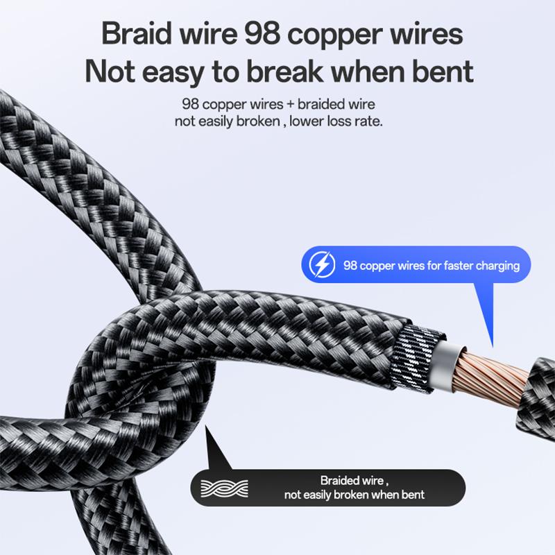 Yesido CA204 PD60W USB-C / Type-C to USB-C / Type-C Braided Data Cable, Length:1m(Gun Grey)