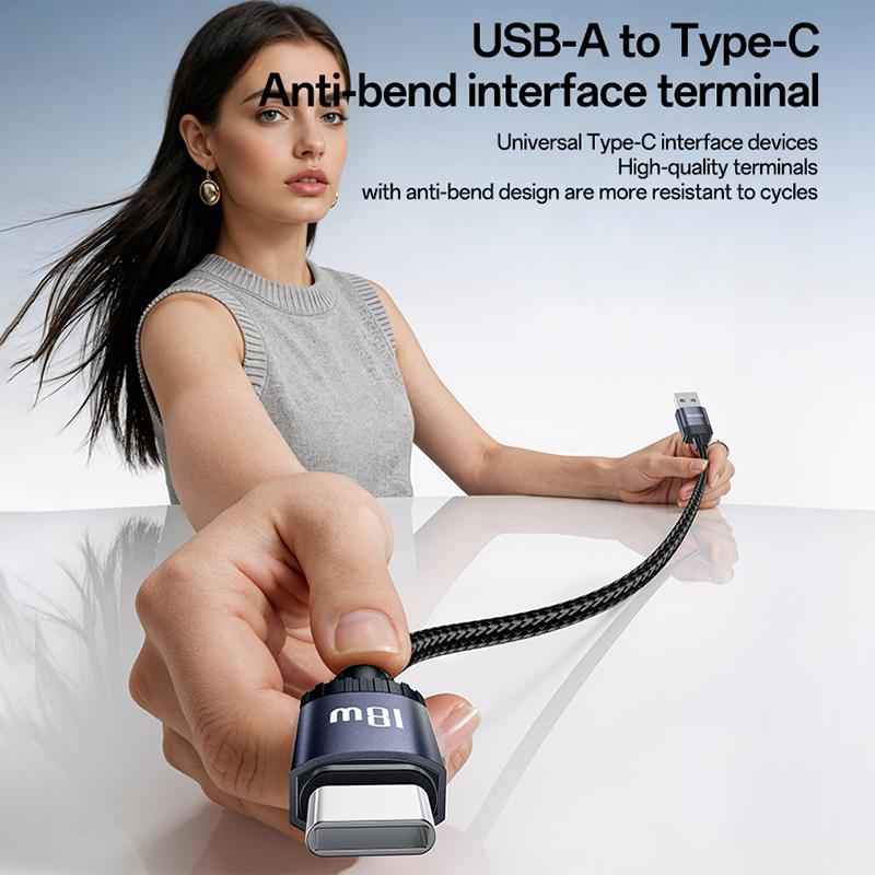 Uniqbuy For Yesido CA204C 18W USB to USB-C / Type-C Braided Data Cable, Length:1m(Gun Grey)