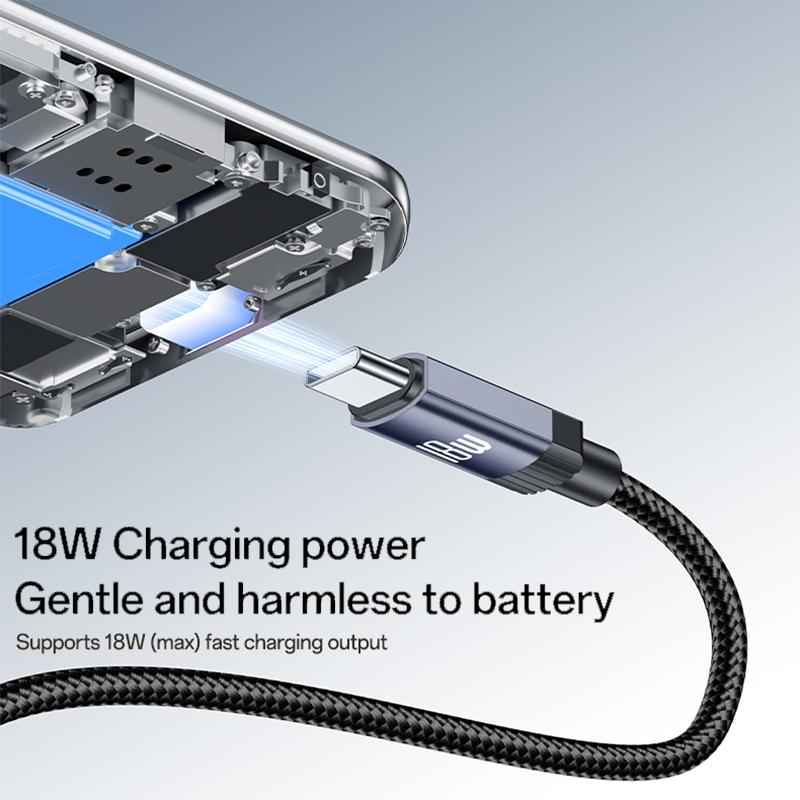 Uniqbuy For Yesido CA204C 18W USB to USB-C / Type-C Braided Data Cable, Length:1m(Gun Grey)