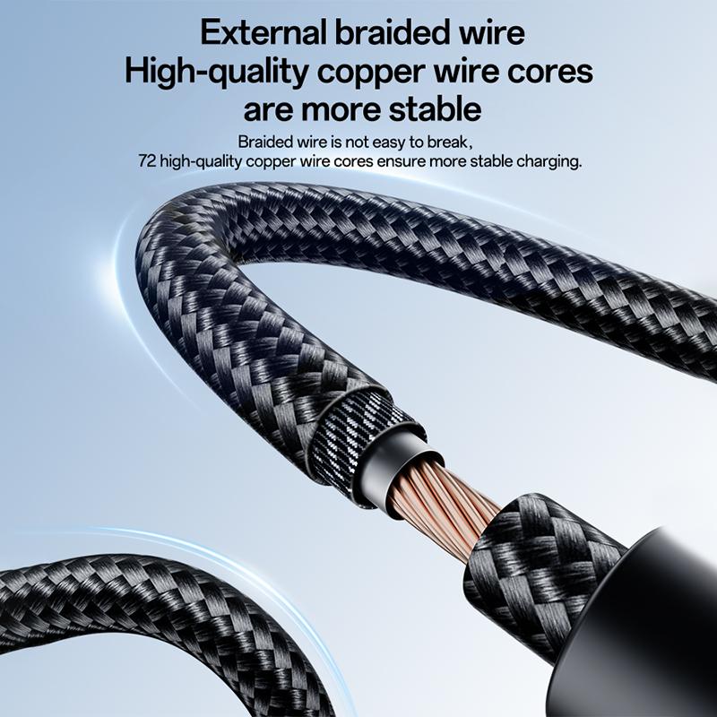 Yesido CA204C 18W USB to USB-C / Type-C Braided Data Cable, Length:1m(Gun Grey)