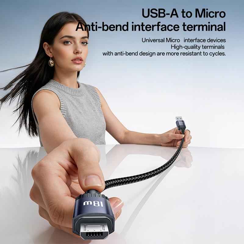Uniqbuy For Yesido CA204M 18W USB to Micro USB Braided Data Cable, Length:1m(Gun Grey)