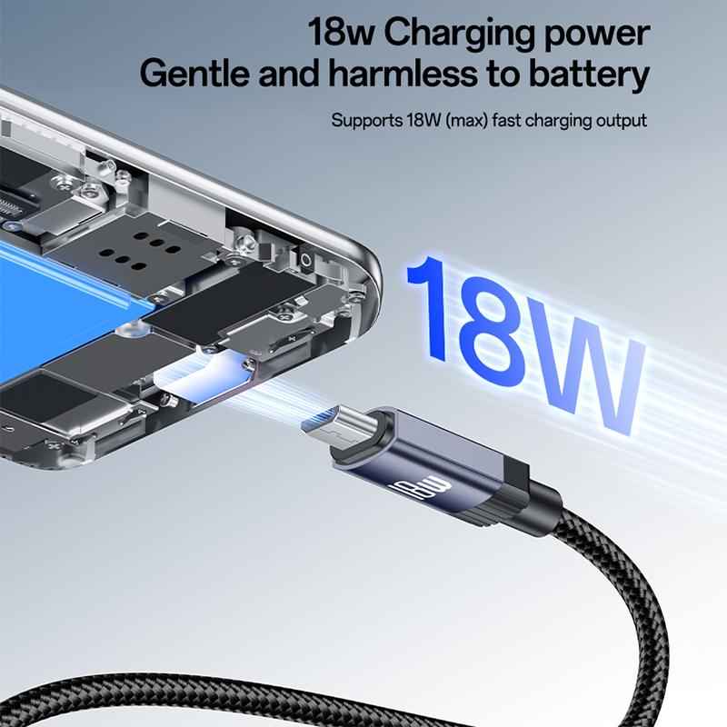 Uniqbuy For Yesido CA204M 18W USB to Micro USB Braided Data Cable, Length:1m(Gun Grey)