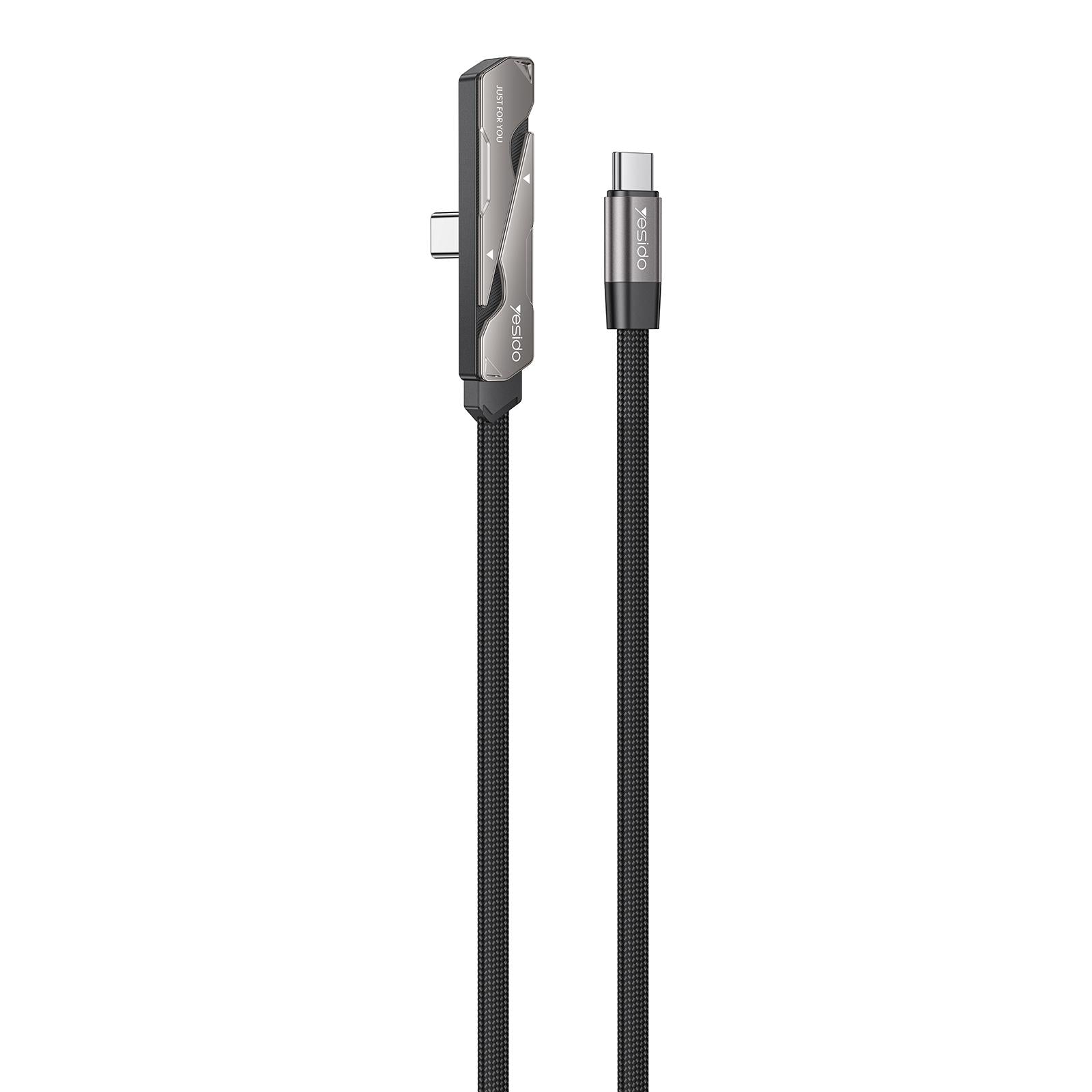 Yesido CA207 60W Type-C to Type-C Elbow Fast Charging Data Cable with Phone Holder, Length:1.2m(Gun Black)