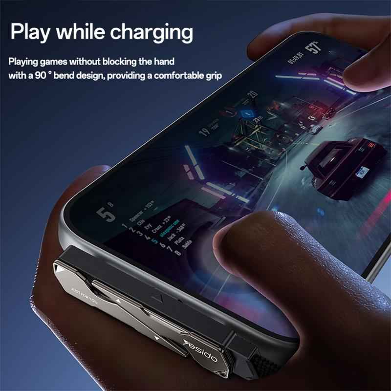 Uniqbuy For Yesido CA207 60W Type-C to Type-C Elbow Fast Charging Data Cable with Phone Holder, Length:1.2m(Gun Black)