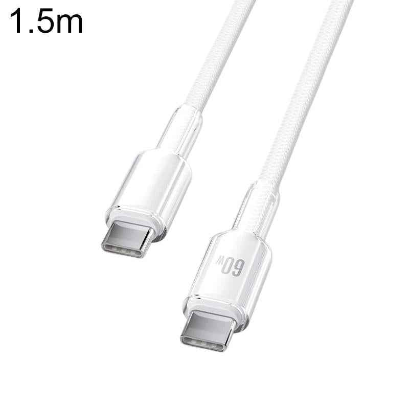Uniqbuy For ABEEL A62 PD60W USB-C/Type-C to USB-C/Type-C Fast Charging Braided Data Cable Length: 1.5m White