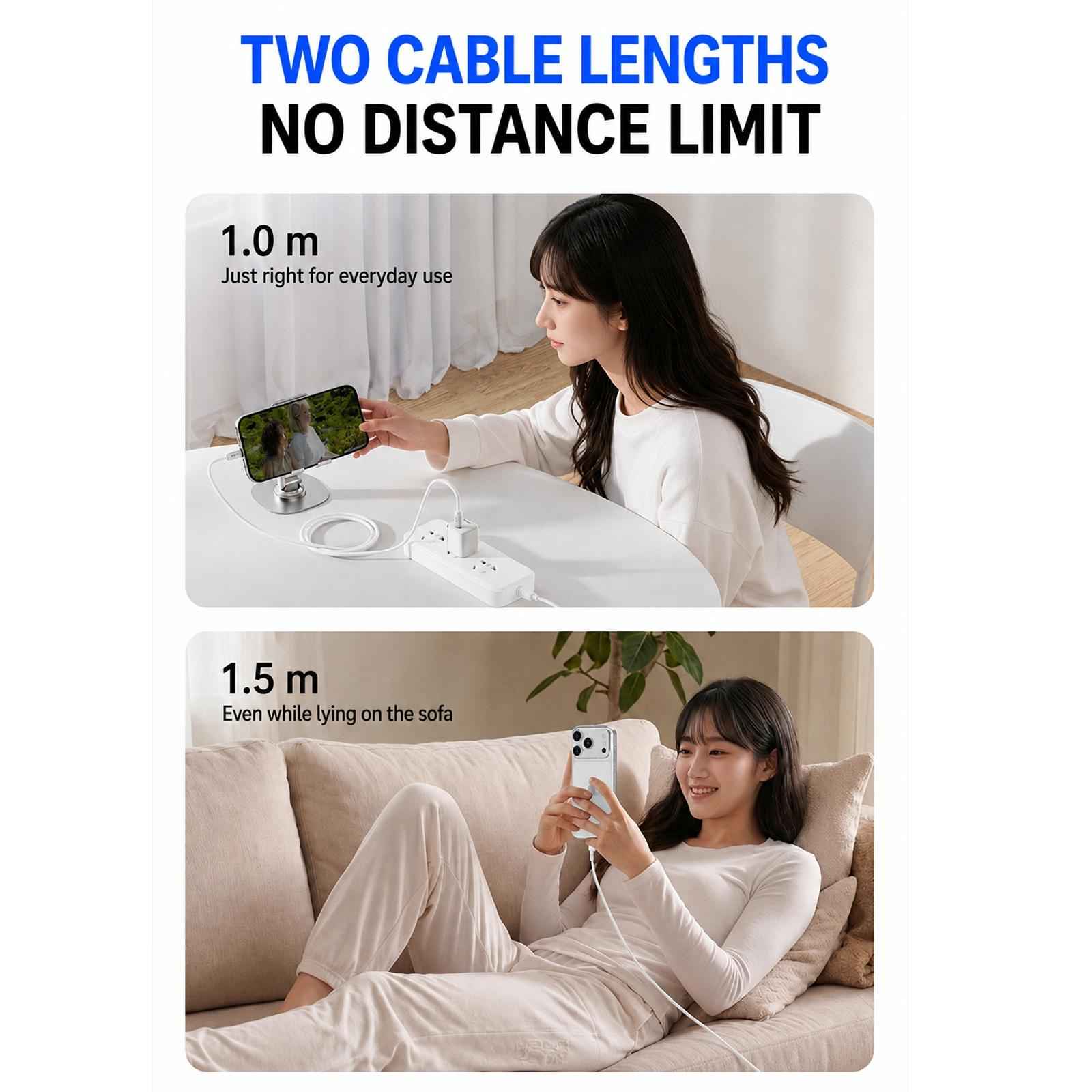 Uniqbuy For ABEEL A62 PD60W USB-C/Type-C to USB-C/Type-C Fast Charging Braided Data Cable Length: 1.5m White