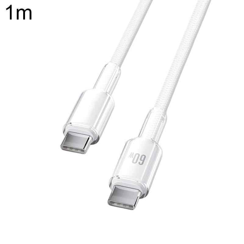 Uniqbuy For ABEEL A62 PD60W USB-C/Type-C to USB-C/Type-C Fast Charging Braided Data Cable Length: 1m White