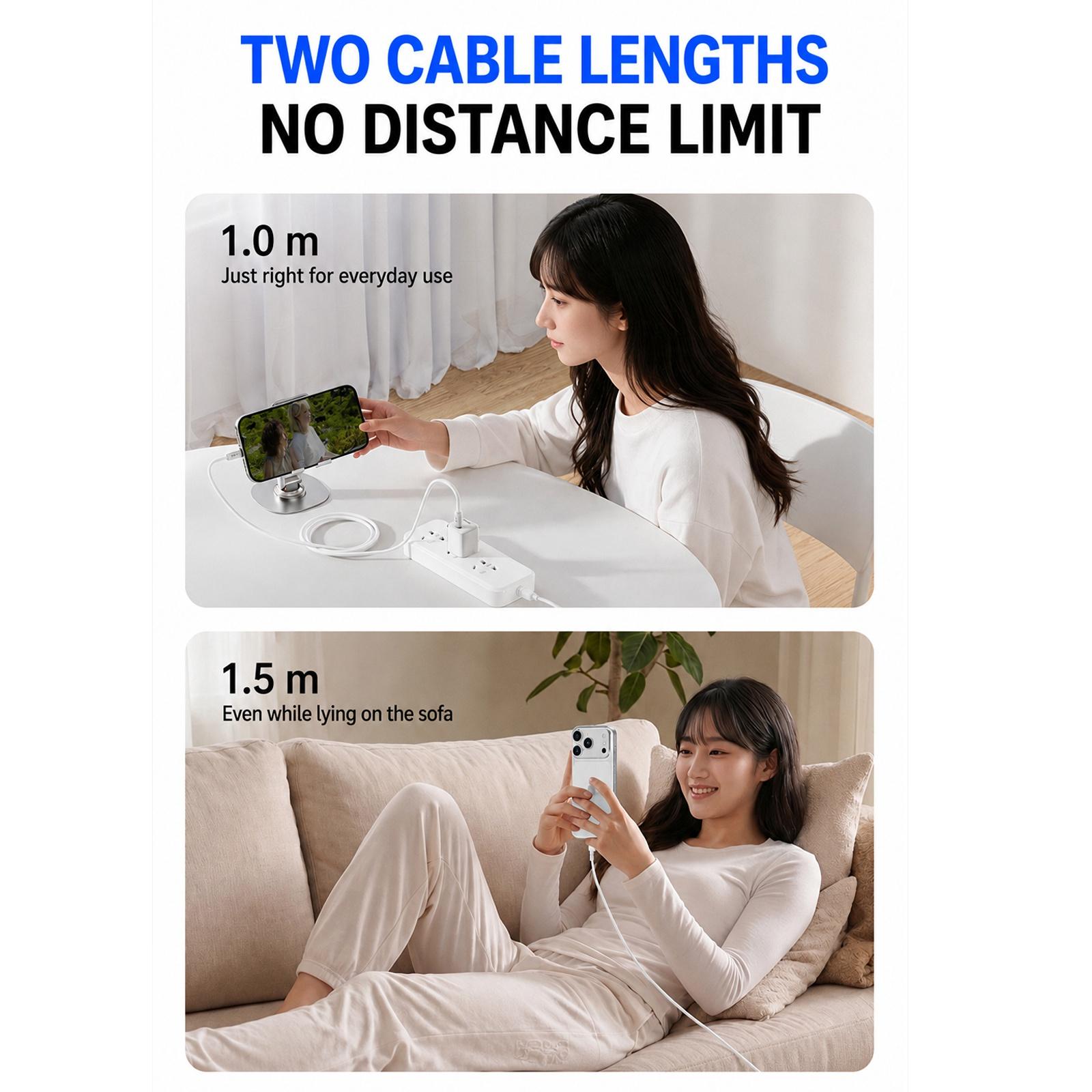 ABEEL A62 PD60W USB-C/Type-C to USB-C/Type-C Fast Charging Braided Data Cable Length: 1m White