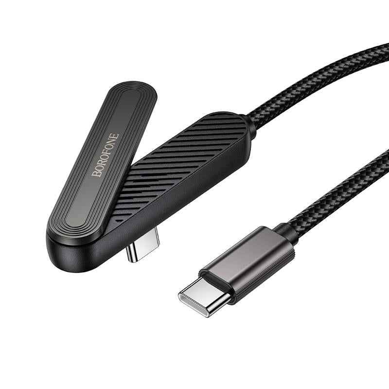 Uniqbuy For Borofone BX125 Type-C to Type-C Phone Holder 60W Elbow Fast Charging Data Cable, Length: 1m(Black)