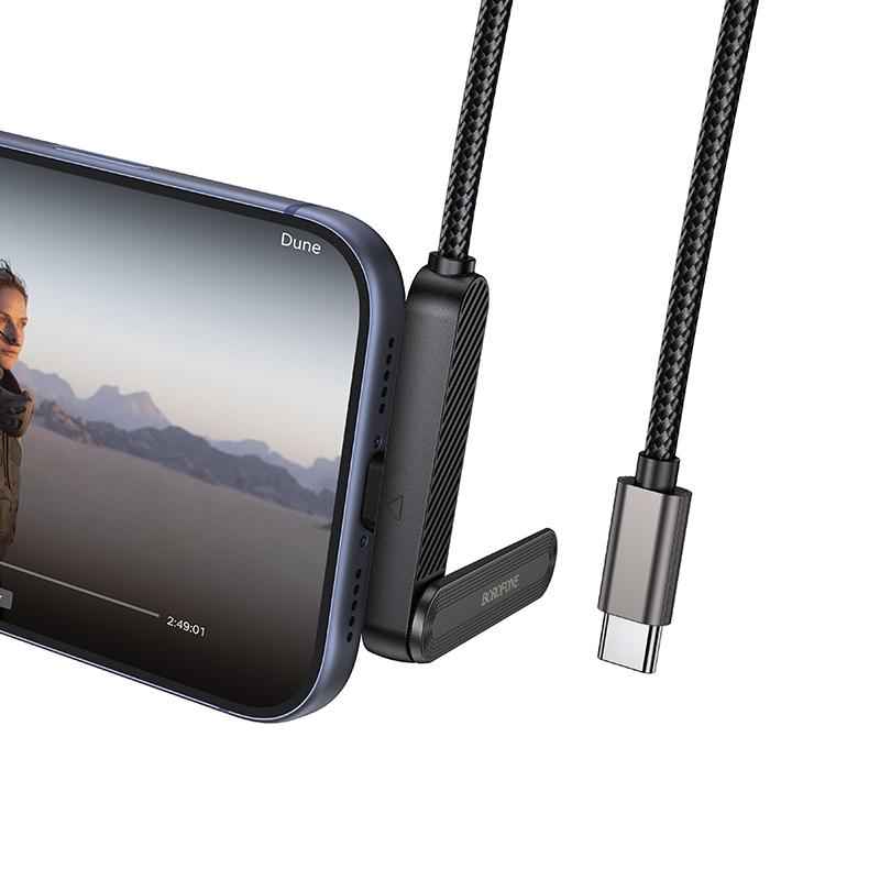 Uniqbuy For Borofone BX125 Type-C to Type-C Phone Holder 60W Elbow Fast Charging Data Cable, Length: 1m(Black)