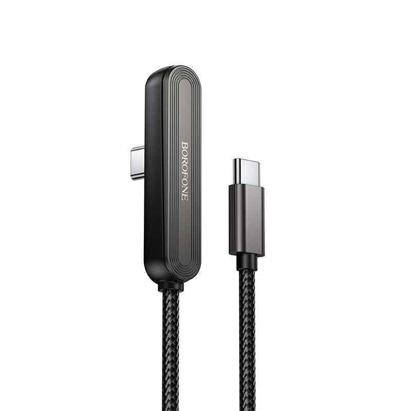 Uniqbuy For Borofone BX125 Type-C to Type-C Phone Holder 60W Elbow Fast Charging Data Cable, Length: 1m(Black)