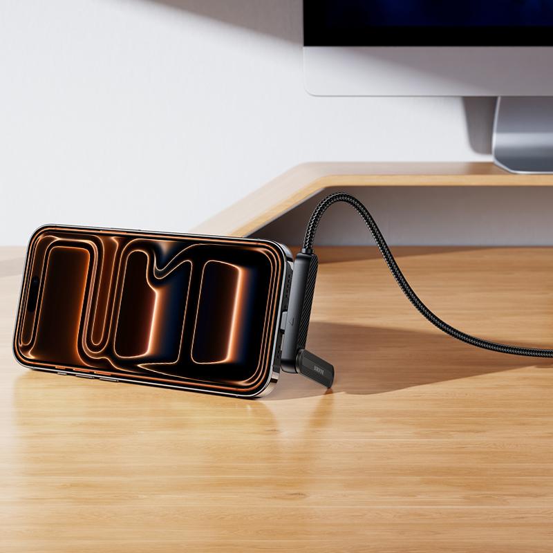 Borofone BX125 Type-C to Type-C Phone Holder 60W Elbow Fast Charging Data Cable, Length: 1m(Black)