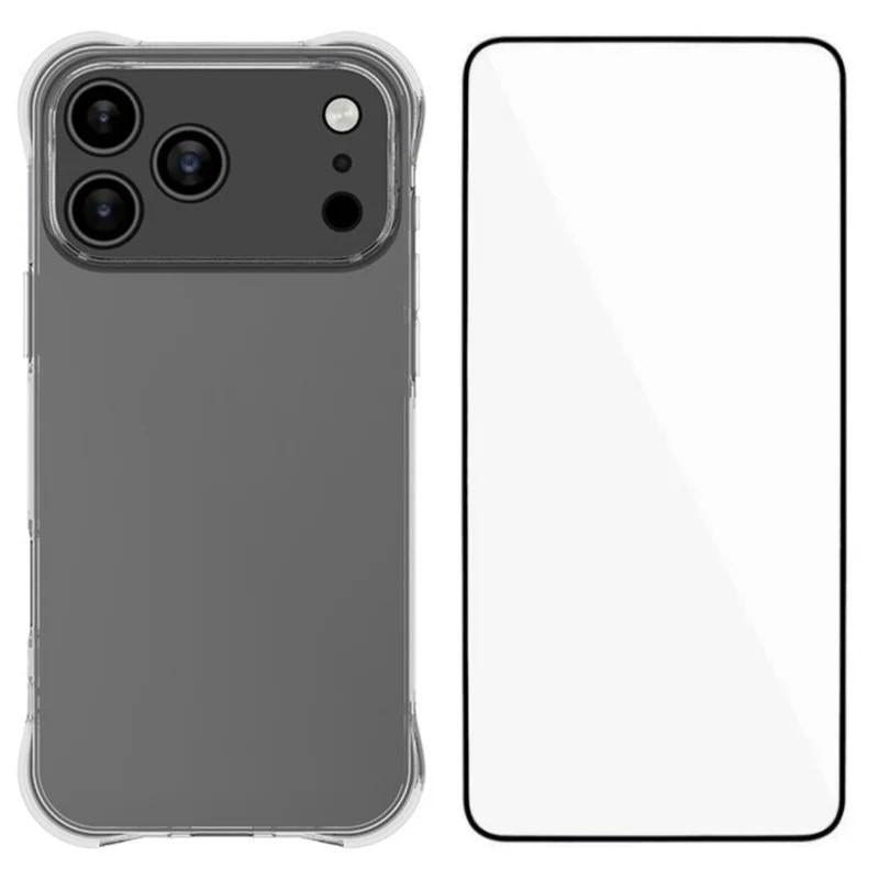 Compatible with iPhone 18 Pro WANLONFENG Transparent Four-Corner Shockproof TPU Phone Case with Screen Film - Transparent