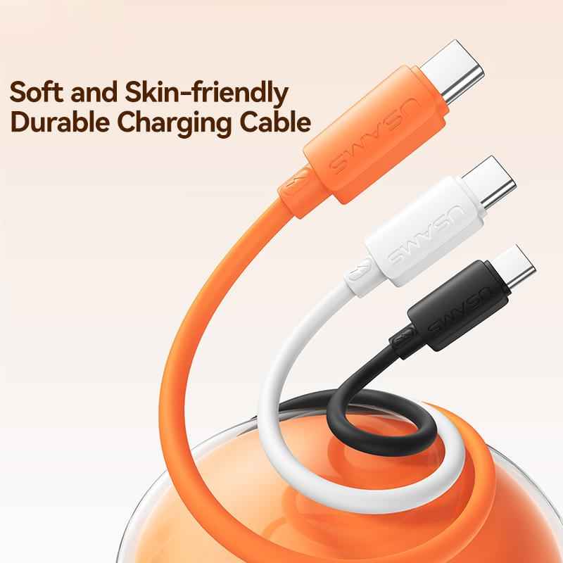 Uniqbuy For USAMS SJ786 U98 3A USB to Type-C Silicone Fast Charging Data Cable, Length: 1m(White)