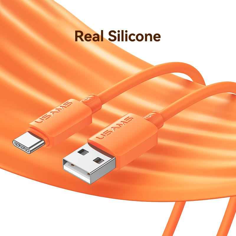 Uniqbuy For USAMS SJ786 U98 3A USB to Type-C Silicone Fast Charging Data Cable, Length: 1m(White)