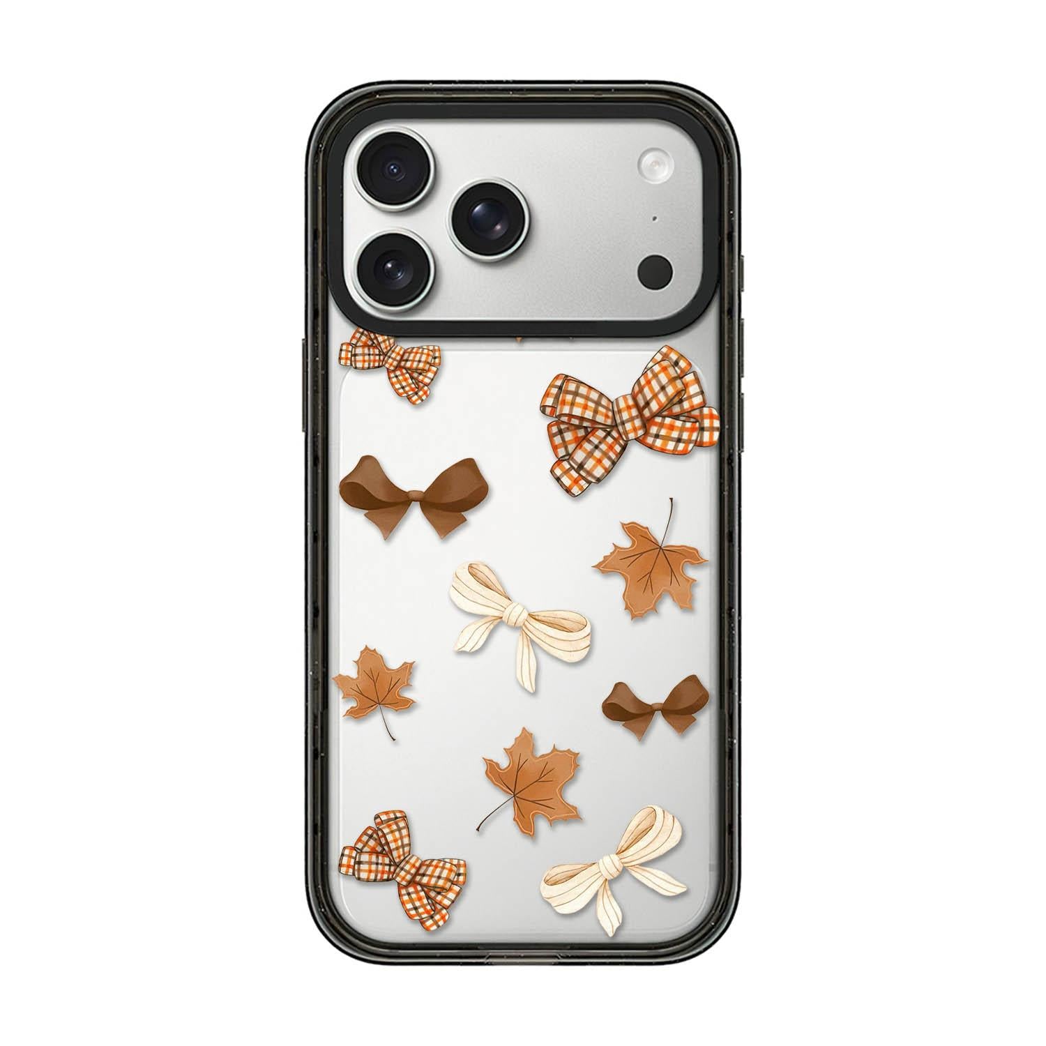 Compatible with iPhone 18 Pro & 17 Pro Autumn Story Acrylic TPU Phone Case - Maple Leaf Bow