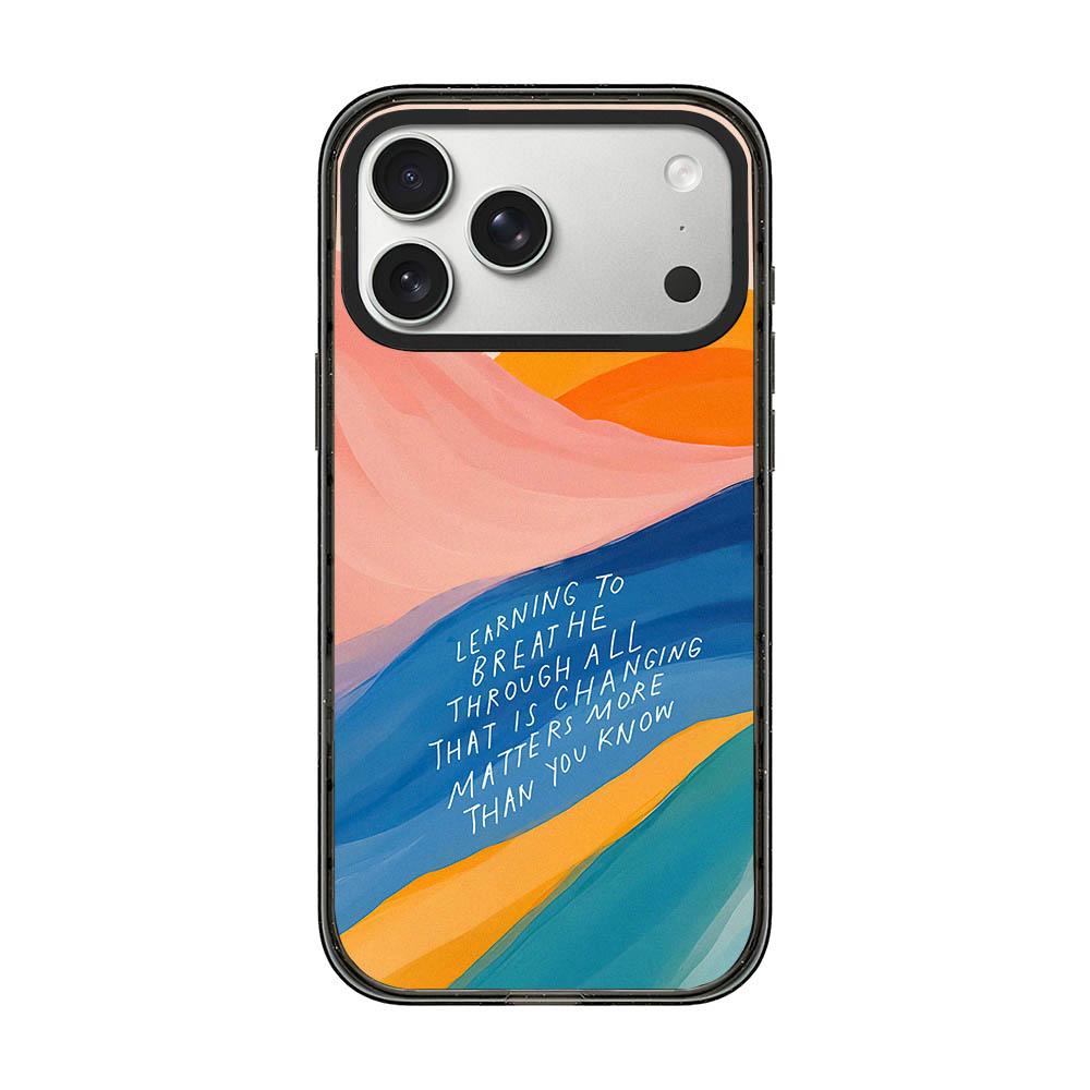Compatible with iPhone 18 Pro & 17 Pro Tranquil Deep Blue Watercolor Acrylic TPU Phone Case - Gradient Color Blocking