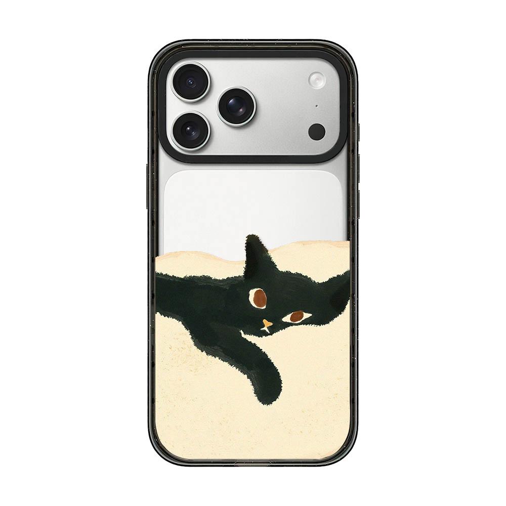 Compatible with iPhone 18 Pro & 17 Pro Lazy Cat Dog Acrylic TPU Phone Case - Black Cat