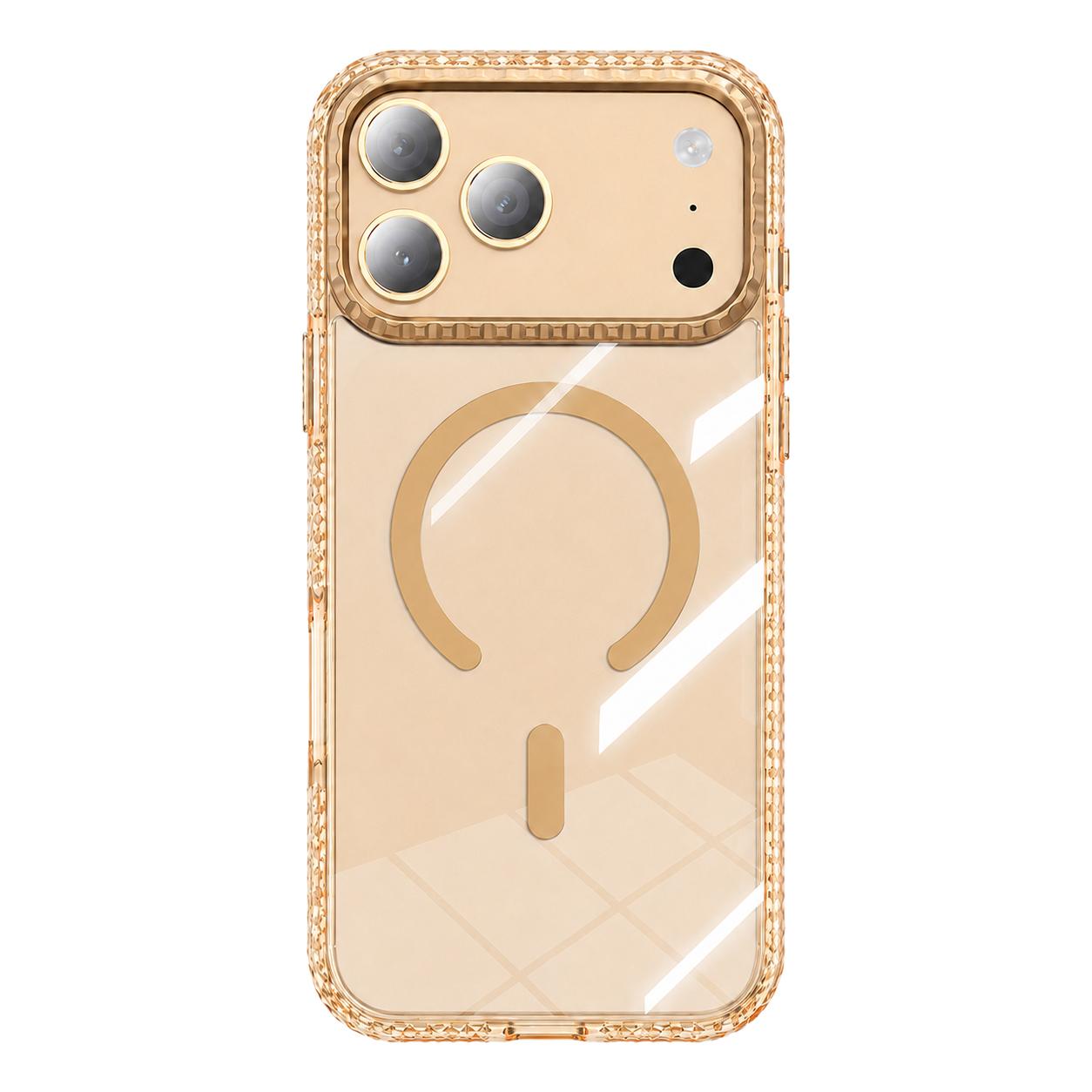 Compatible with iPhone 18 Pro & 17 Pro Kylin Pattern Transparent Magnetic Phone Case - Transparent Gold