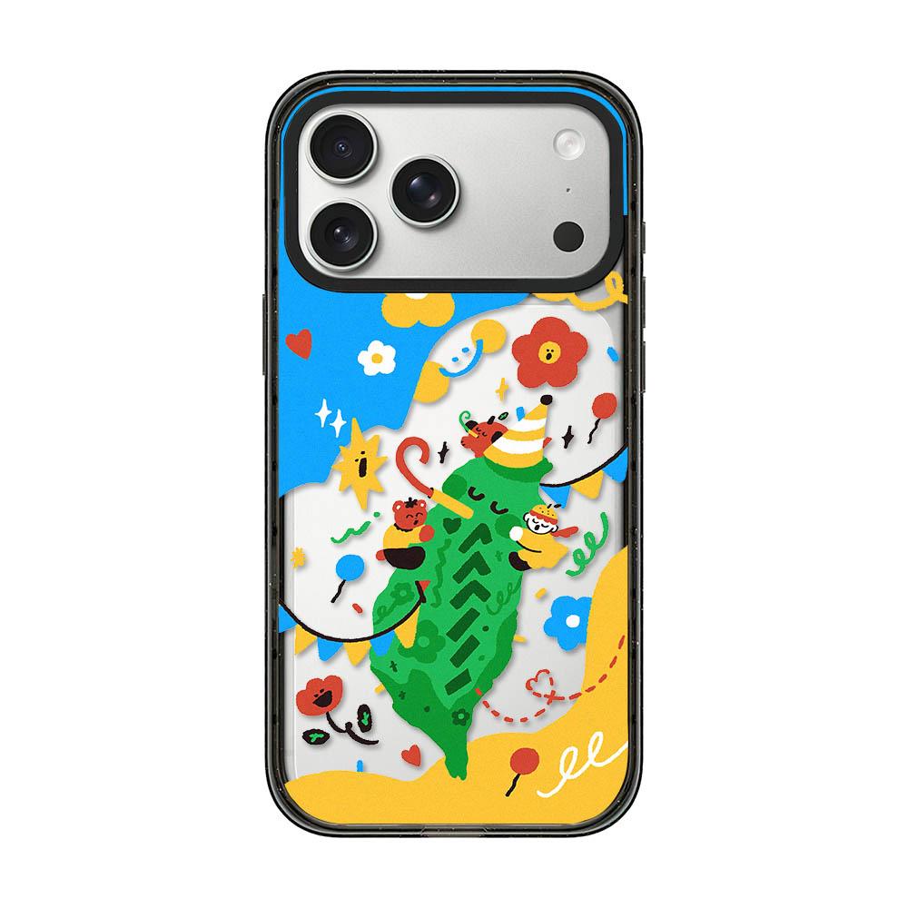 Compatible with iPhone 18 Pro & 17 Pro Little Red Flower Cartoon Pattern Acrylic TPU Phone Case - Graffiti Carnival Party
